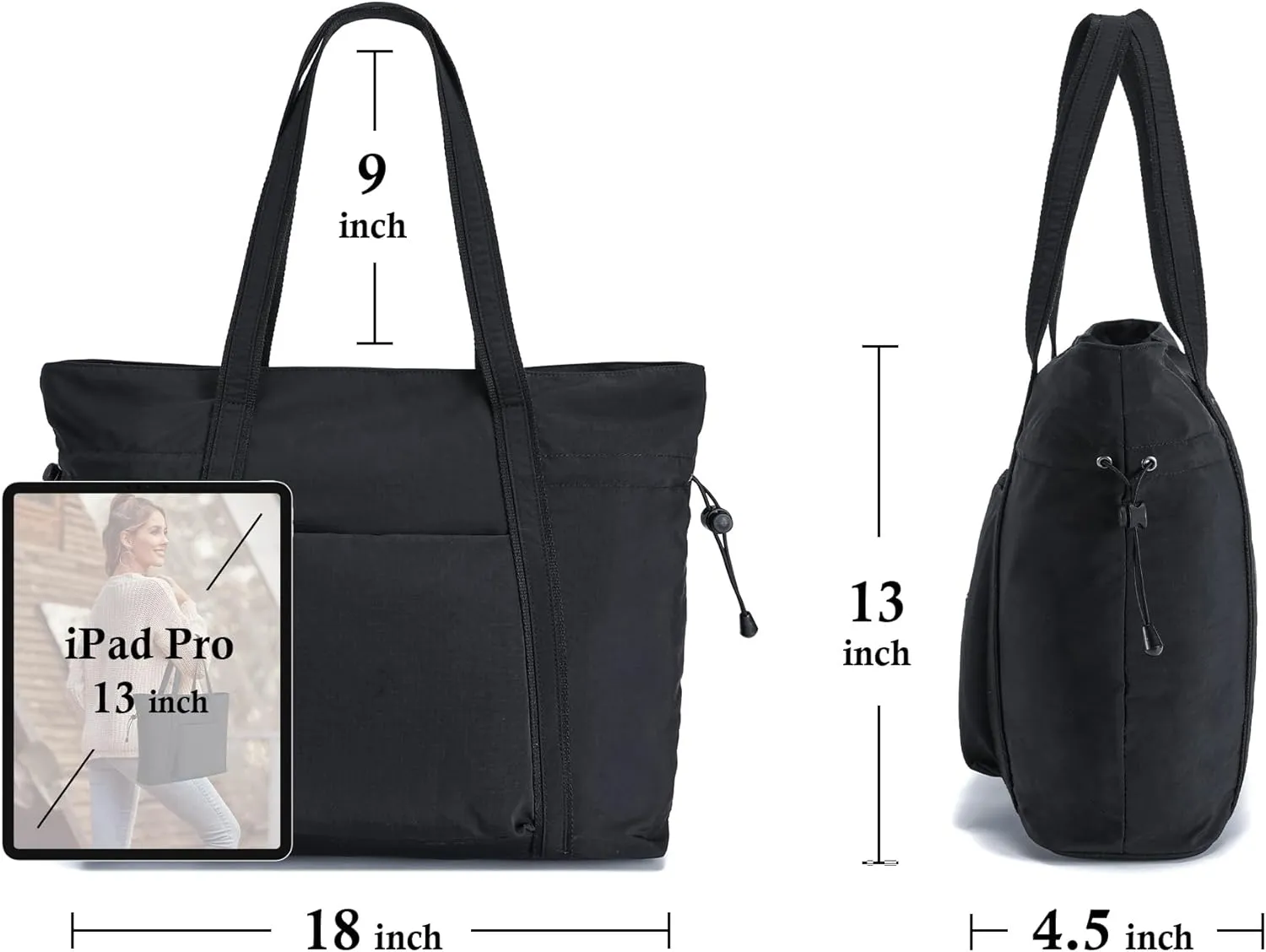AOCINA 16L Tote Bag for Women Work with Zipper Womens Casual Shoulder Bags for Gym Beach Travel Shopping
