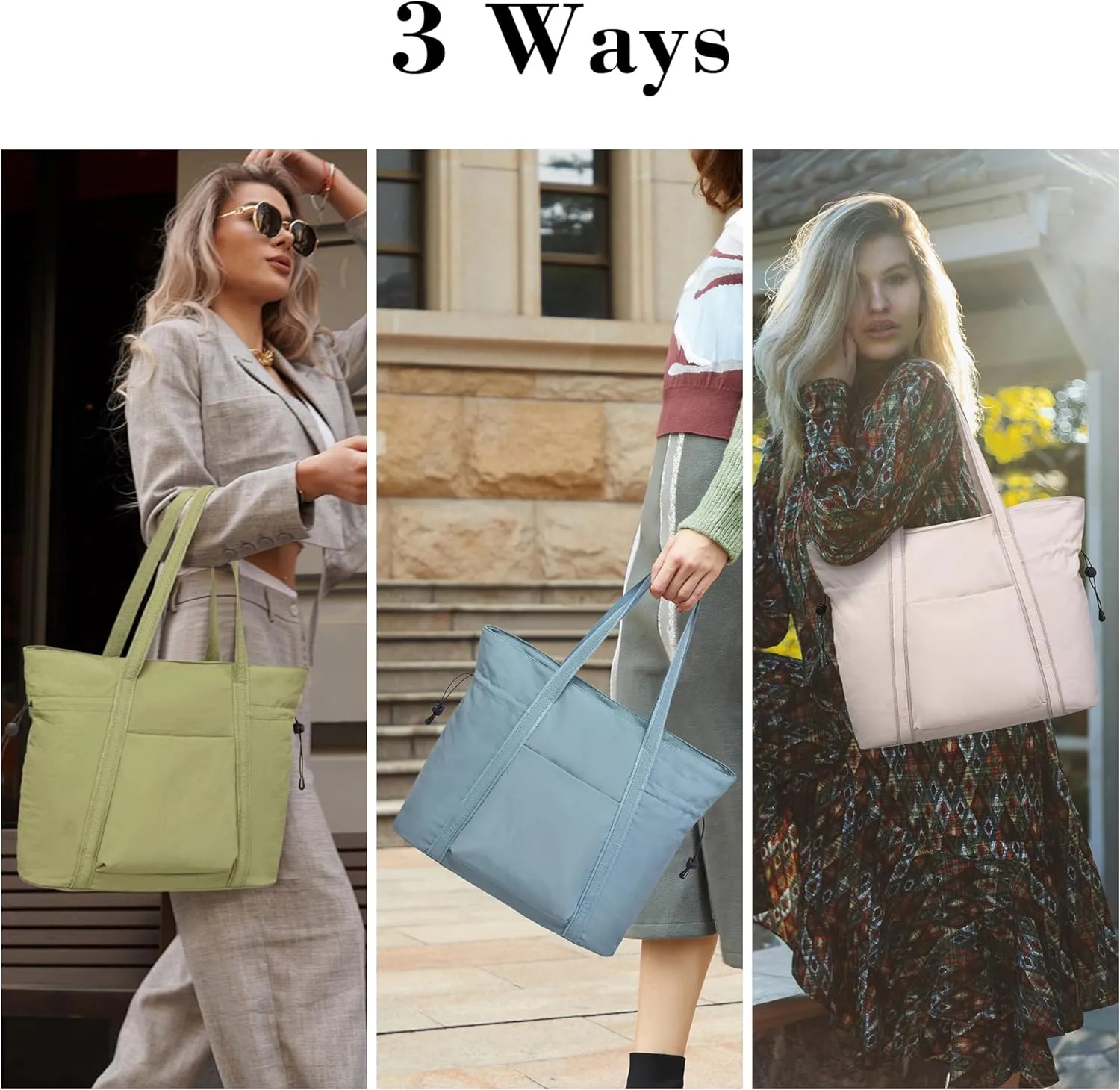 AOCINA 16L Tote Bag for Women Work with Zipper Womens Casual Shoulder Bags for Gym Beach Travel Shopping