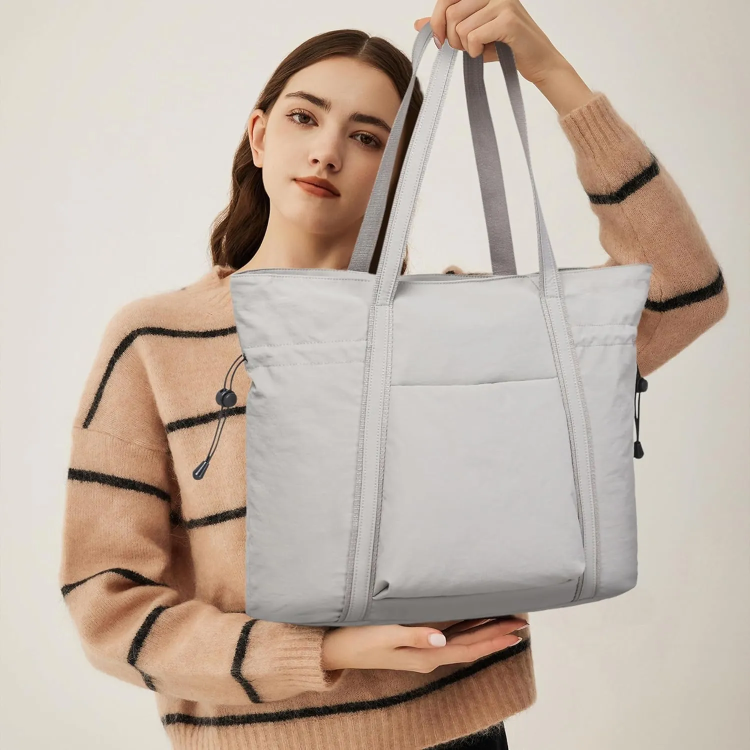 AOCINA 16L Tote Bag for Women Work with Zipper Womens Casual Shoulder Bags for Gym Beach Travel Shopping