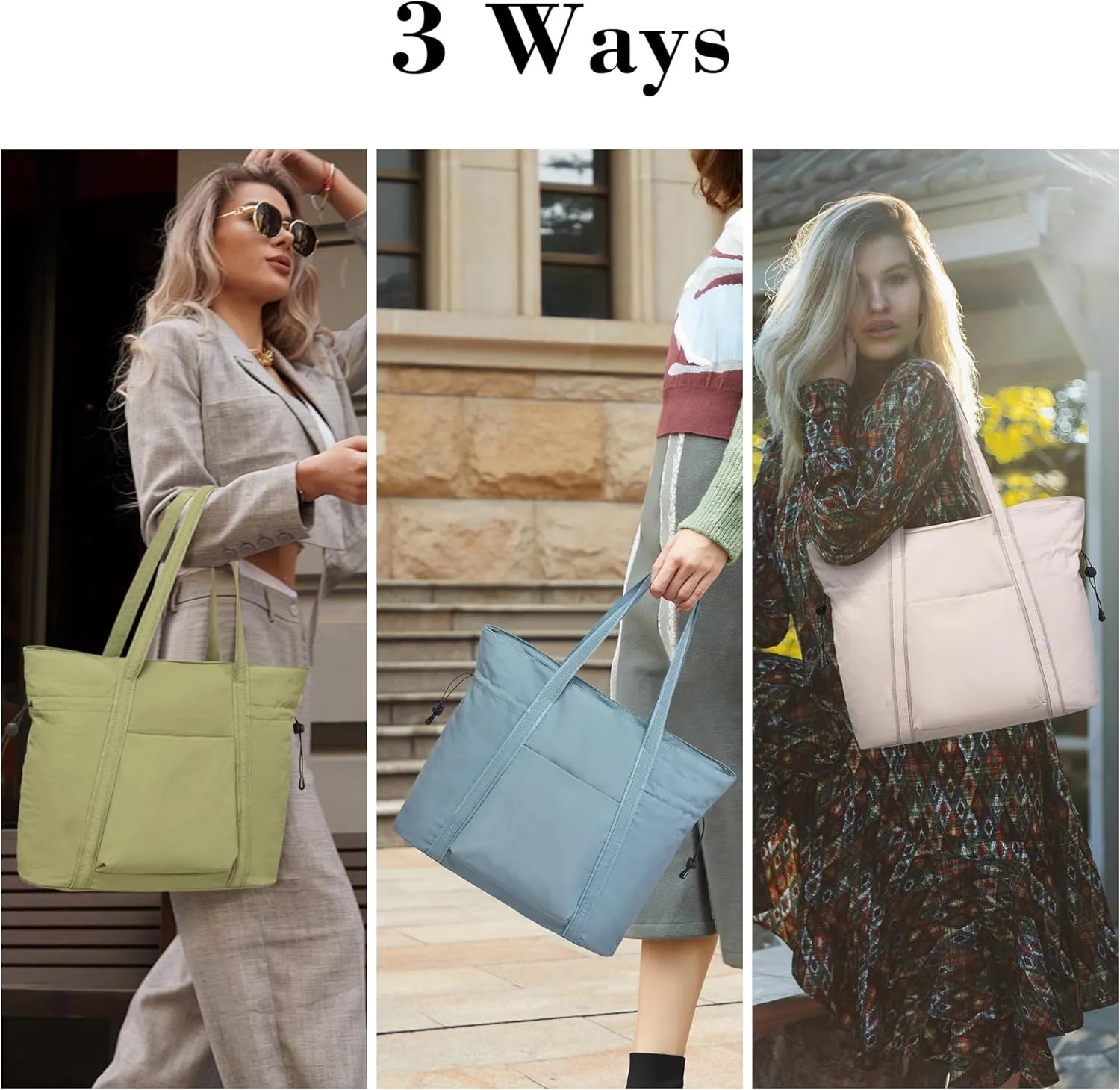 AOCINA 16L Tote Bag for Women Work with Zipper Womens Casual Shoulder Bags for Gym Beach Travel Shopping