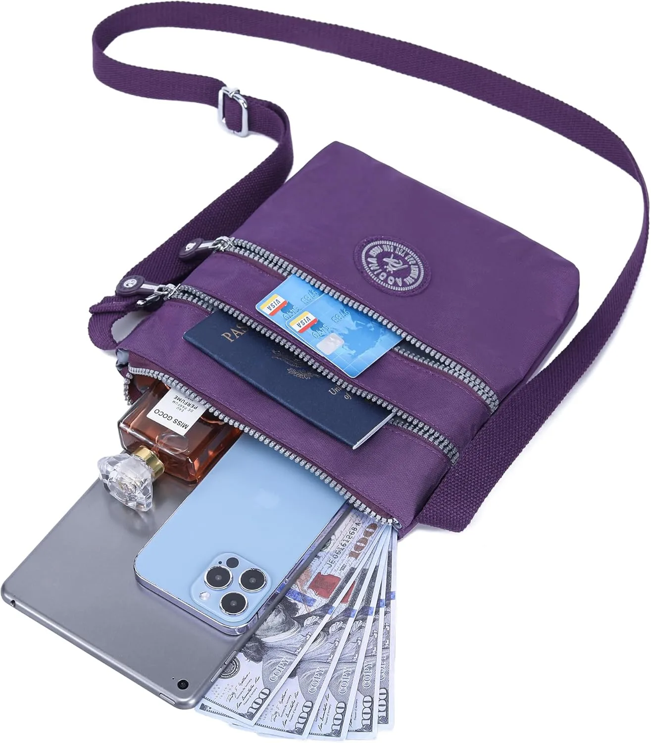 AOCINA Crossbody Purses for Women Lightweight Small Travel Bag Shoulder Purses and Handbags with Multi Zipper Pockets