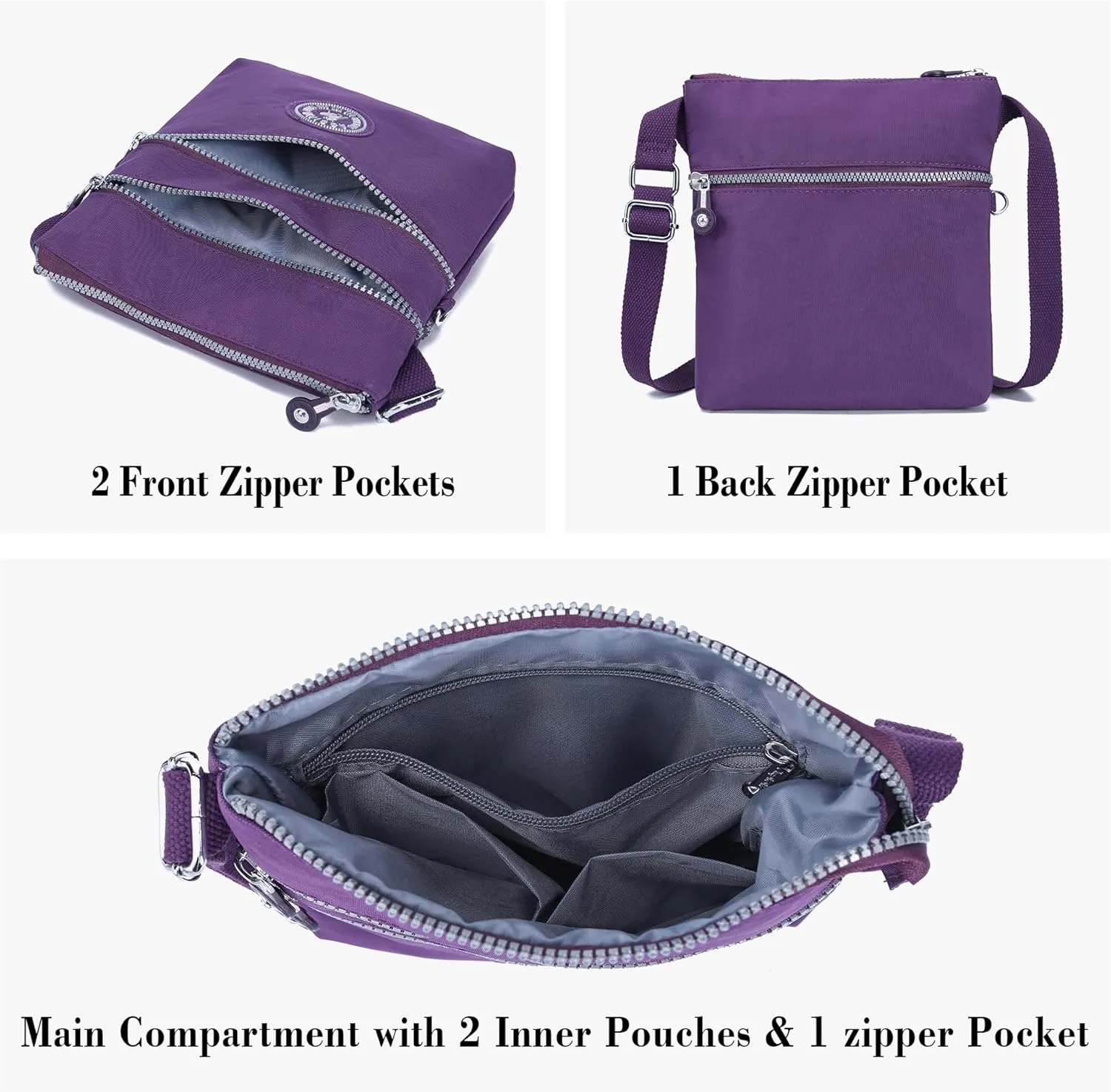 AOCINA Crossbody Purses for Women Lightweight Small Travel Bag Shoulder Purses and Handbags with Multi Zipper Pockets