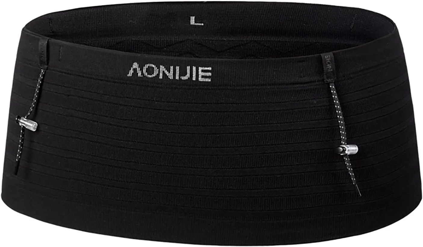 AONIJIE Running belt waist bag, multi-compartment storage waist bag suitable for walking, traveling, sports, hiking, and exercising (black,Medium)