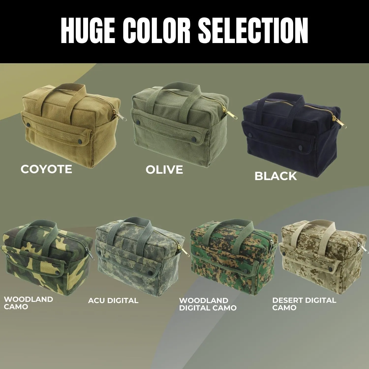 ARMYU Heavy Duty Small Tool Bag Tactical Cotton Canvas Mechanics Bag, 11" x 7" x 6", Olive