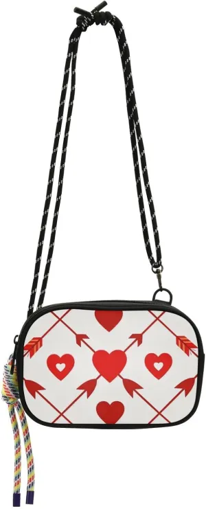 Arrow Heart Pattern Red Mini Crossbody Bag for Men Trendy with Adjustable Strap Small Handbags Have a meal carteras para mujer elegantes