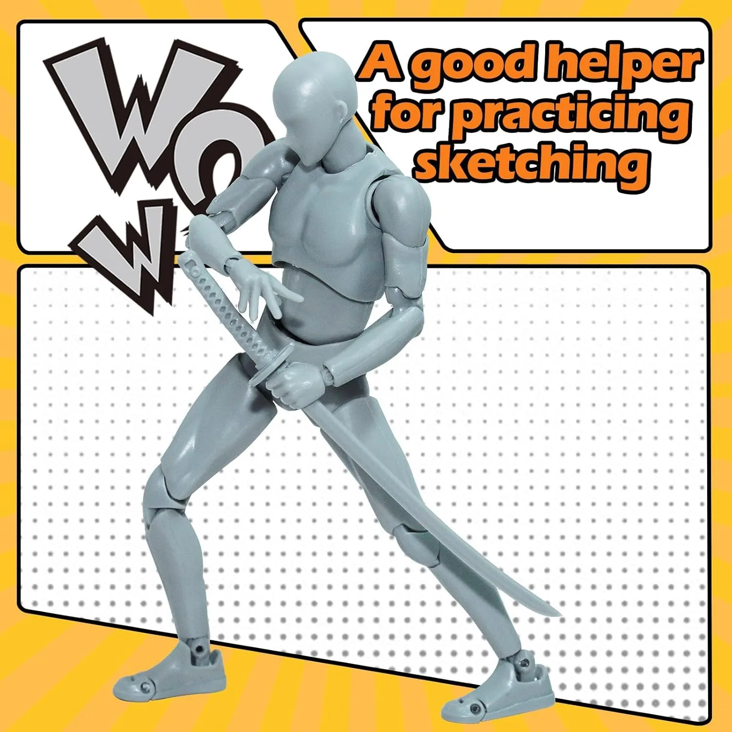 AXITWXIT Action Figures Body-Kun DX & Body-Chan DX PVC Figure Model Drawing for S H Figuarts with Box for Artists (Gray, Male)