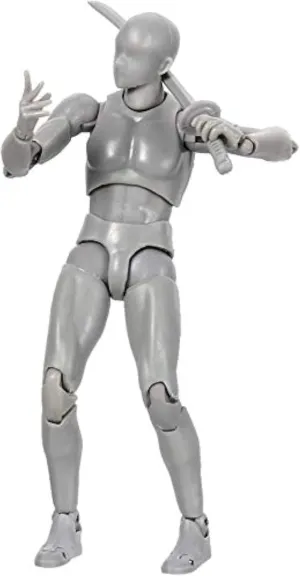 AXITWXIT Action Figures Body-Kun DX & Body-Chan DX PVC Figure Model Drawing for S H Figuarts with Box for Artists (Gray, Male)