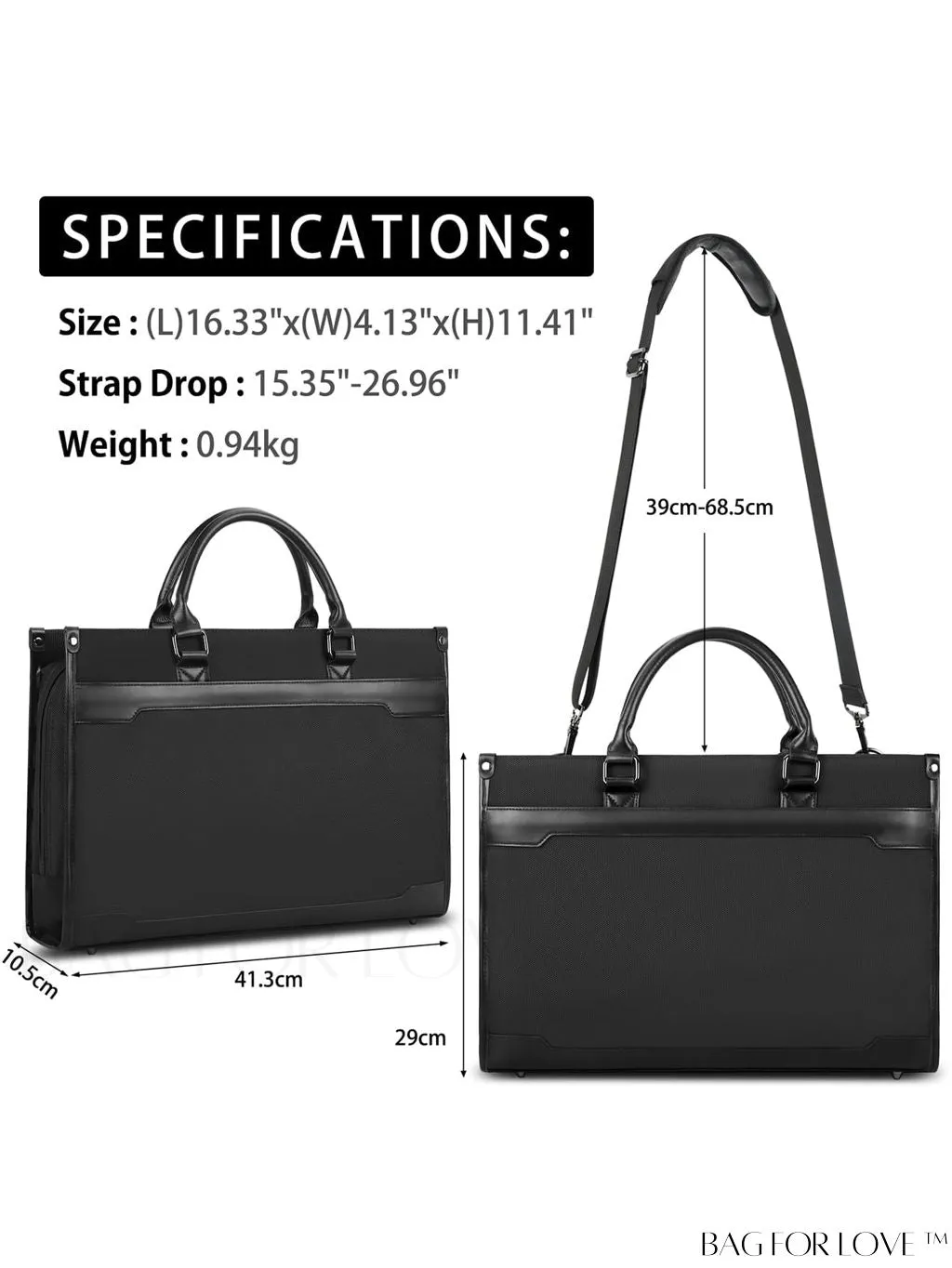 BagForLove - 15.6 Laptop Messenger Bag: Professional Business Briefcase for Men - Perfect for Office and Travel