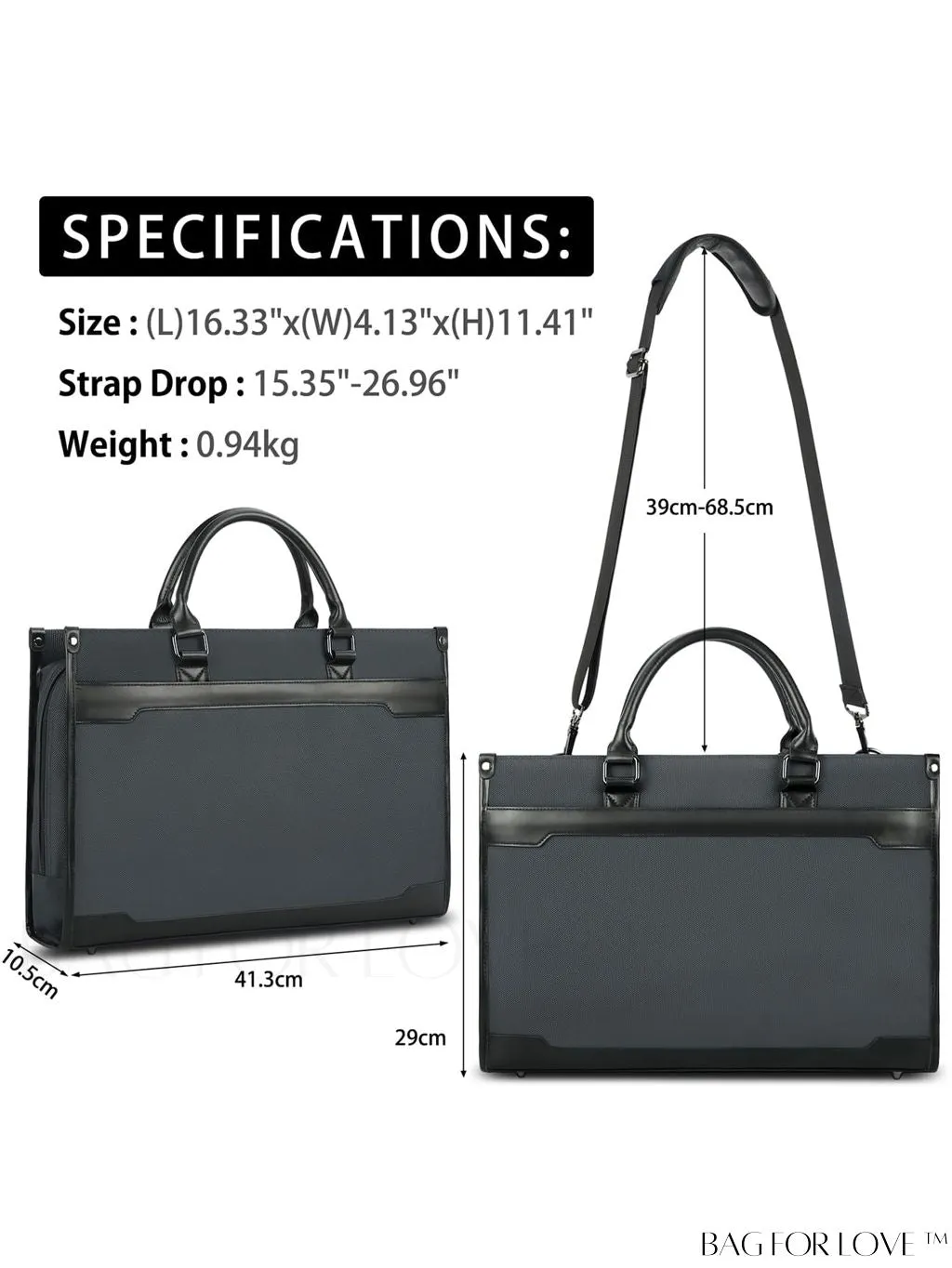 BagForLove - 15.6 Laptop Messenger Bag: Professional Business Briefcase for Men - Perfect for Office and Travel