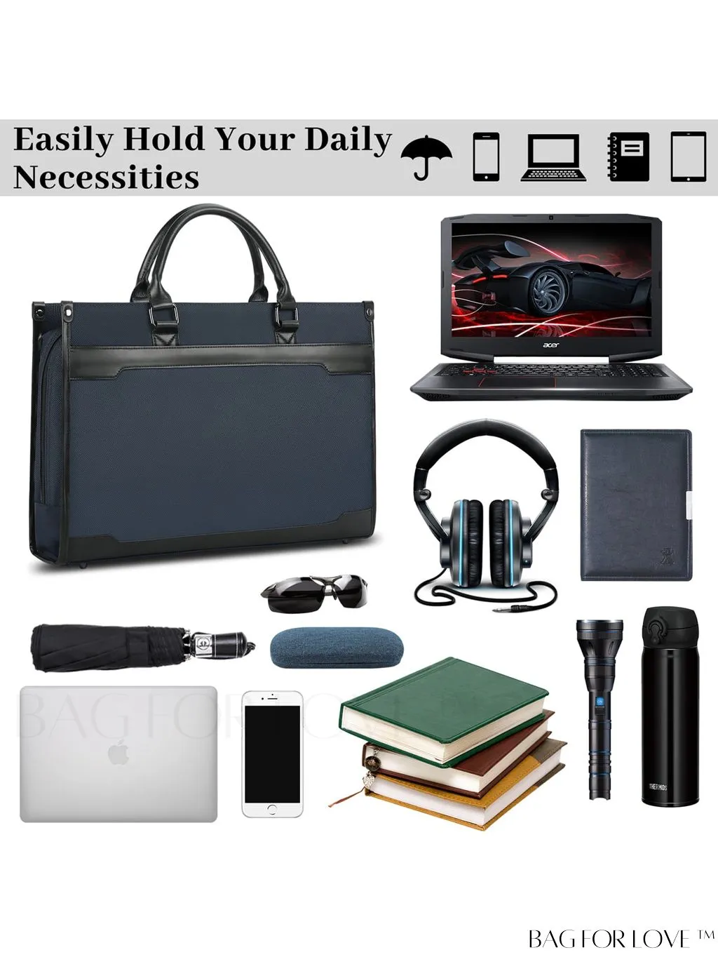 BagForLove - 15.6 Laptop Messenger Bag: Professional Business Briefcase for Men - Perfect for Office and Travel