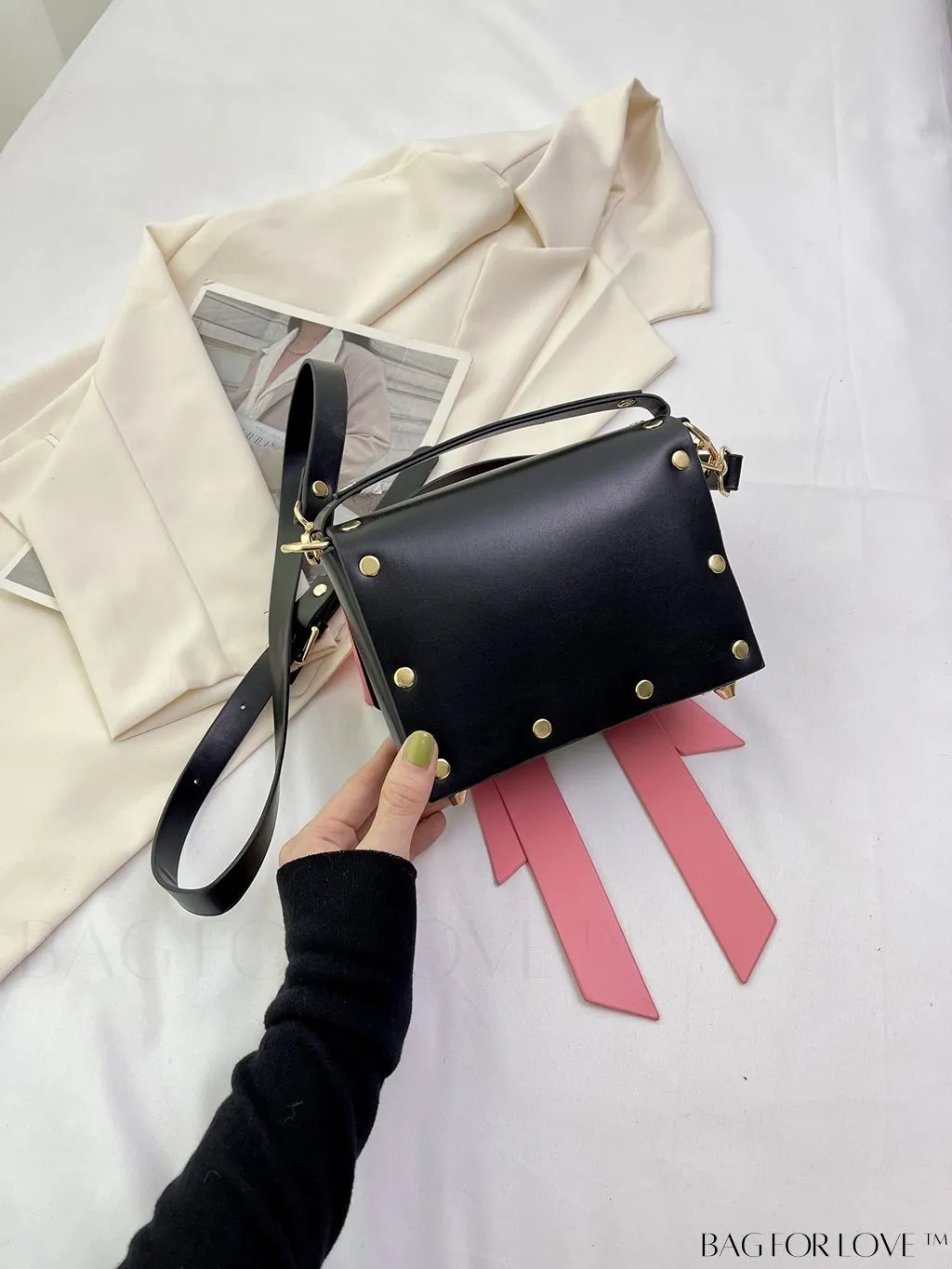 BagForLove - Chic Flap Handbag with Bowknot Decoration and Adjustable Strap