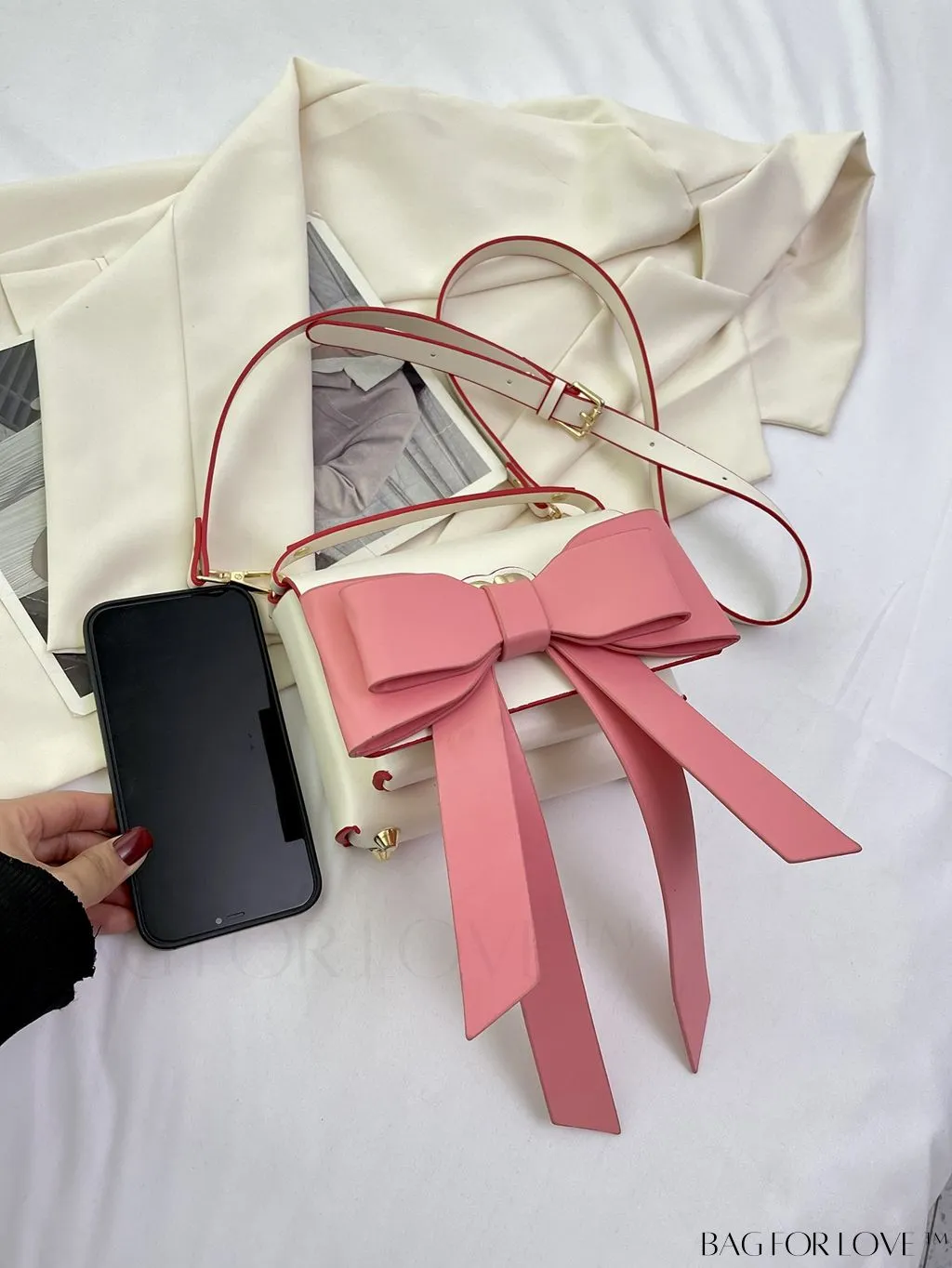 BagForLove - Chic Flap Handbag with Bowknot Decoration and Adjustable Strap