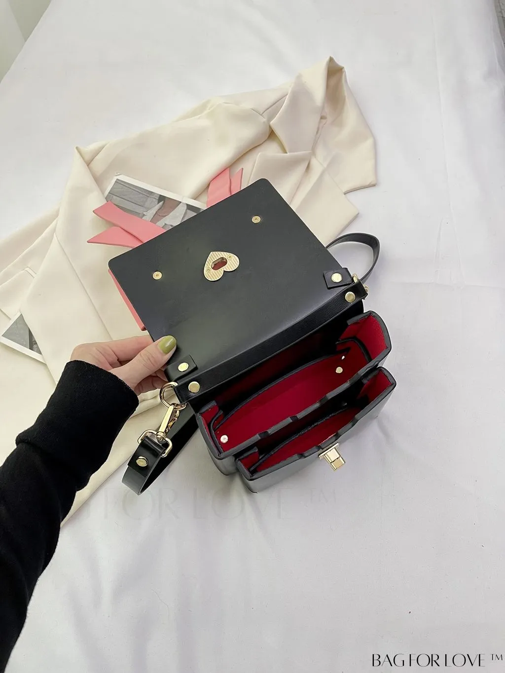 BagForLove - Chic Flap Handbag with Bowknot Decoration and Adjustable Strap