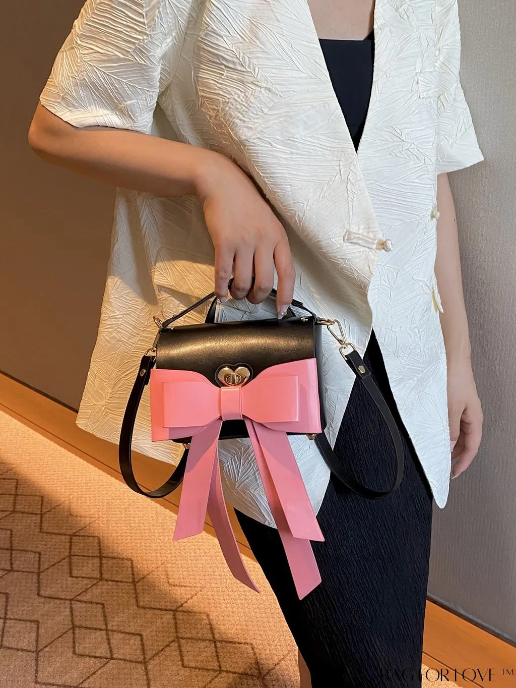 BagForLove - Chic Flap Handbag with Bowknot Decoration and Adjustable Strap