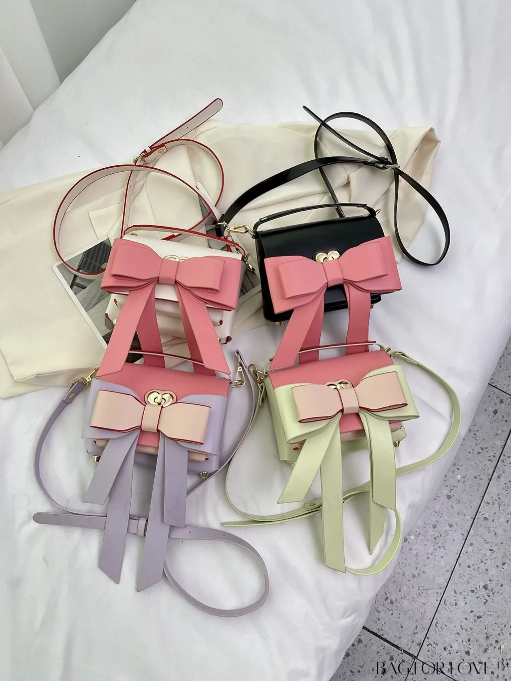 BagForLove - Chic Flap Handbag with Bowknot Decoration and Adjustable Strap