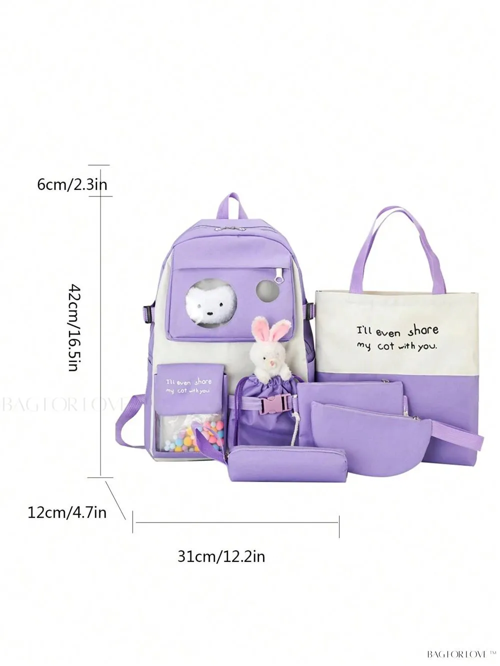 BagForLove - Large Capacity Backpacks with Pom Pom Decorations for Students' Daily Use
