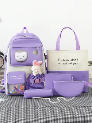 BagForLove - Large Capacity Backpacks with Pom Pom Decorations for Students' Daily Use