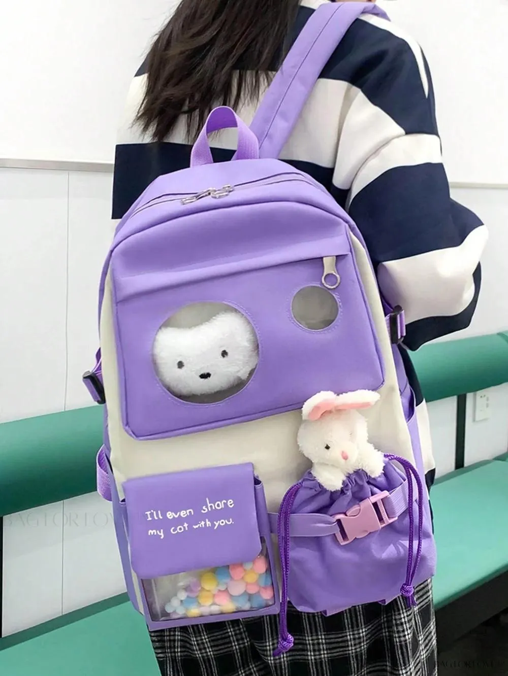 BagForLove - Large Capacity Backpacks with Pom Pom Decorations for Students' Daily Use