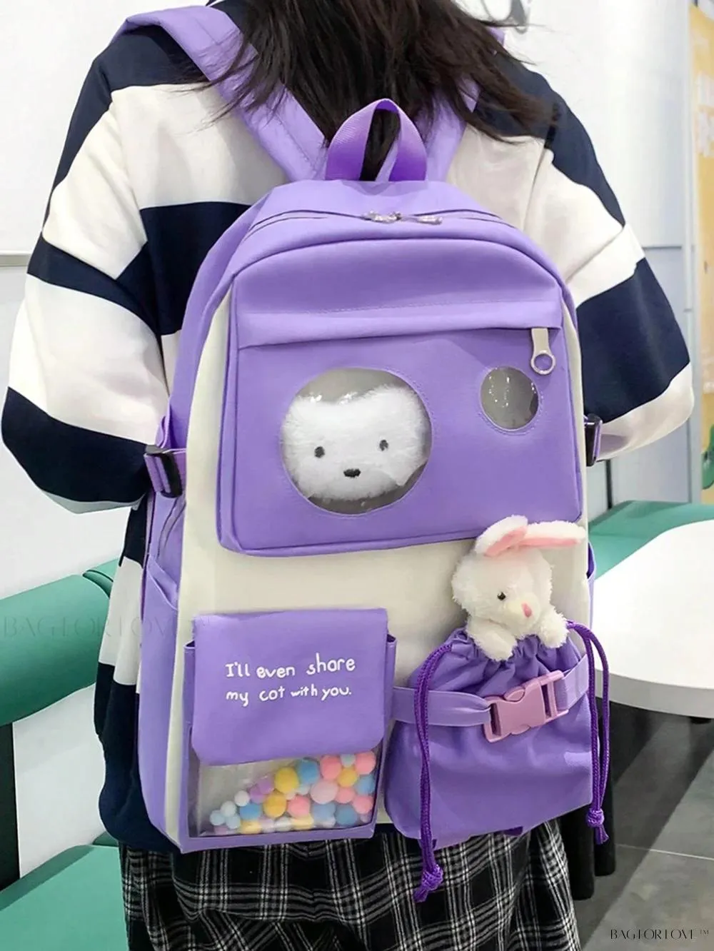 BagForLove - Large Capacity Backpacks with Pom Pom Decorations for Students' Daily Use