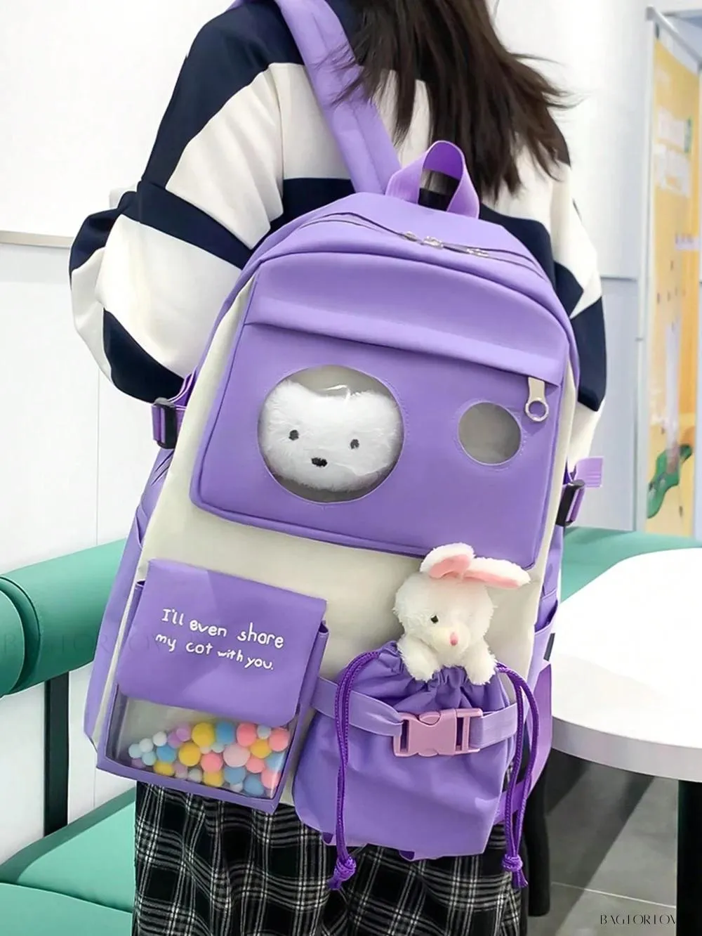 BagForLove - Large Capacity Backpacks with Pom Pom Decorations for Students' Daily Use