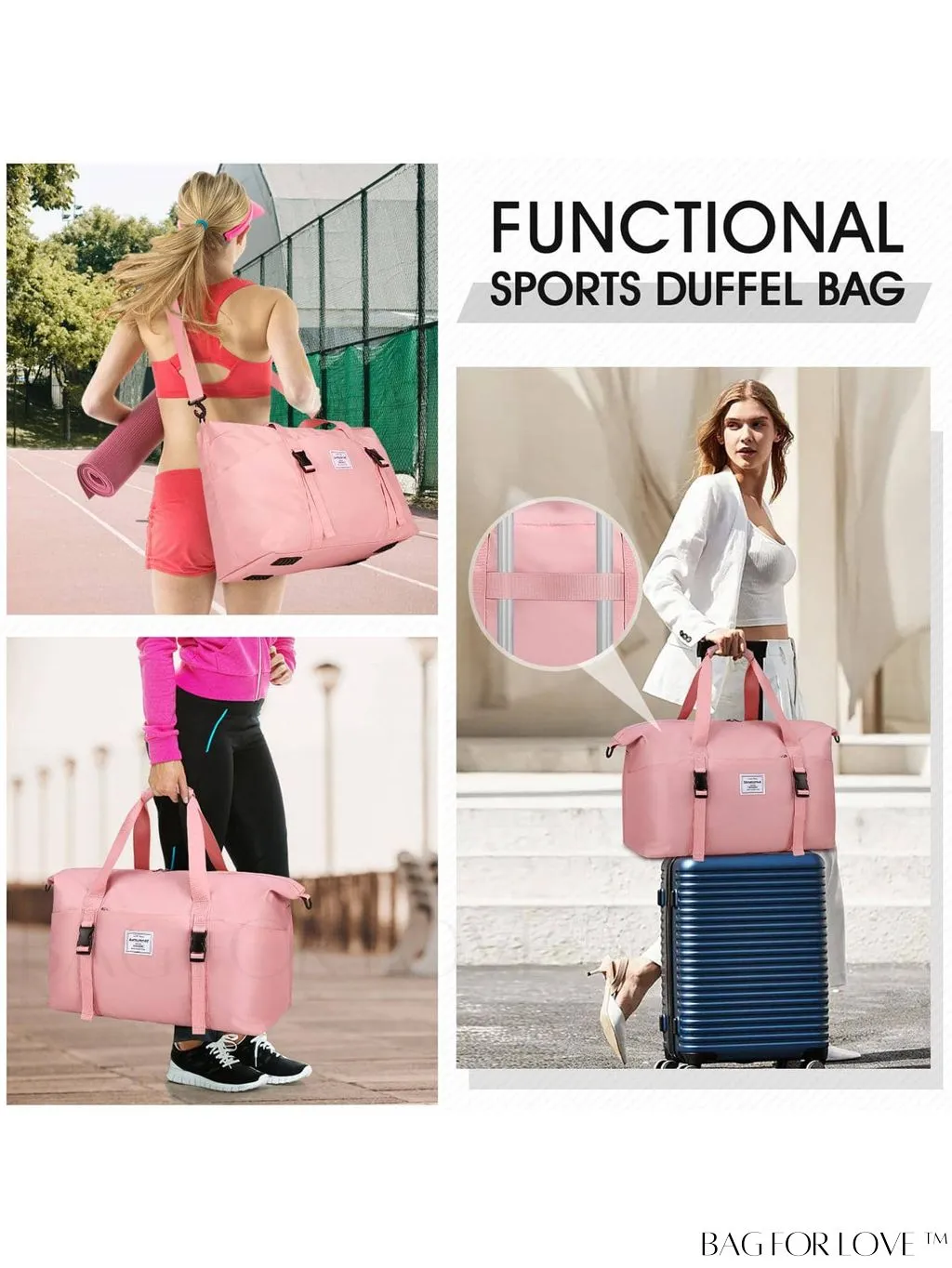 BagForLove - Waterproof Travel Duffel Bag with Wet Pocket and Toiletry Bag - 30L/40L