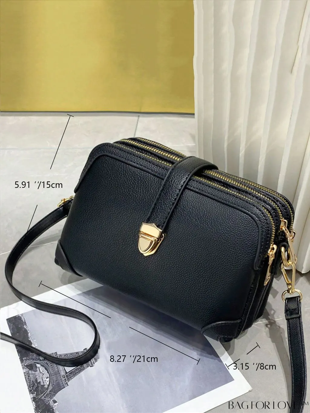 BagForLove - Womens 3-Layer Small Satchel: Fashionable Crossbody Bag with Removable Strap - Ideal Mothers Day Gift