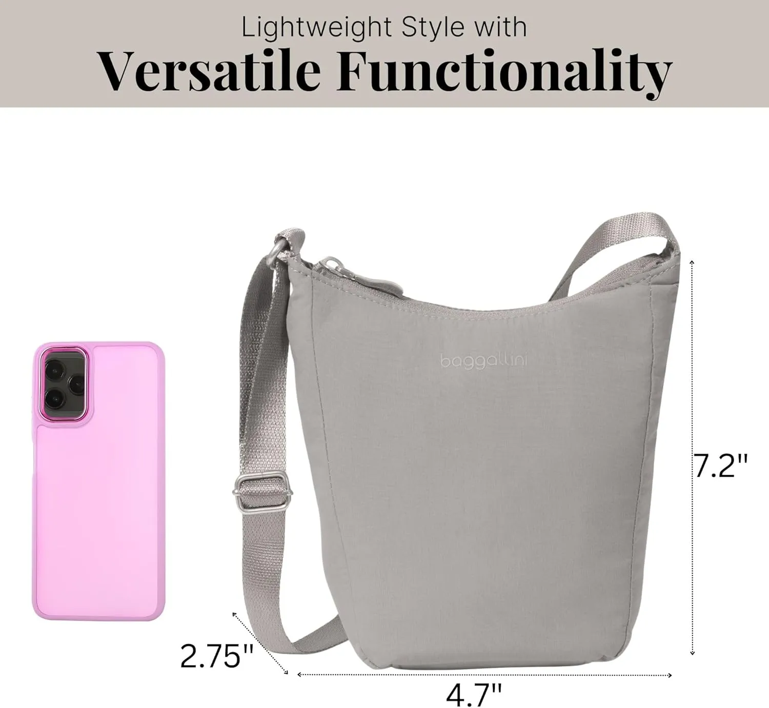 Baggallini Swift Mini Crossbody Bag for Women - 4.5x7 Small Travel Purse with Crossbody Strap and RFID