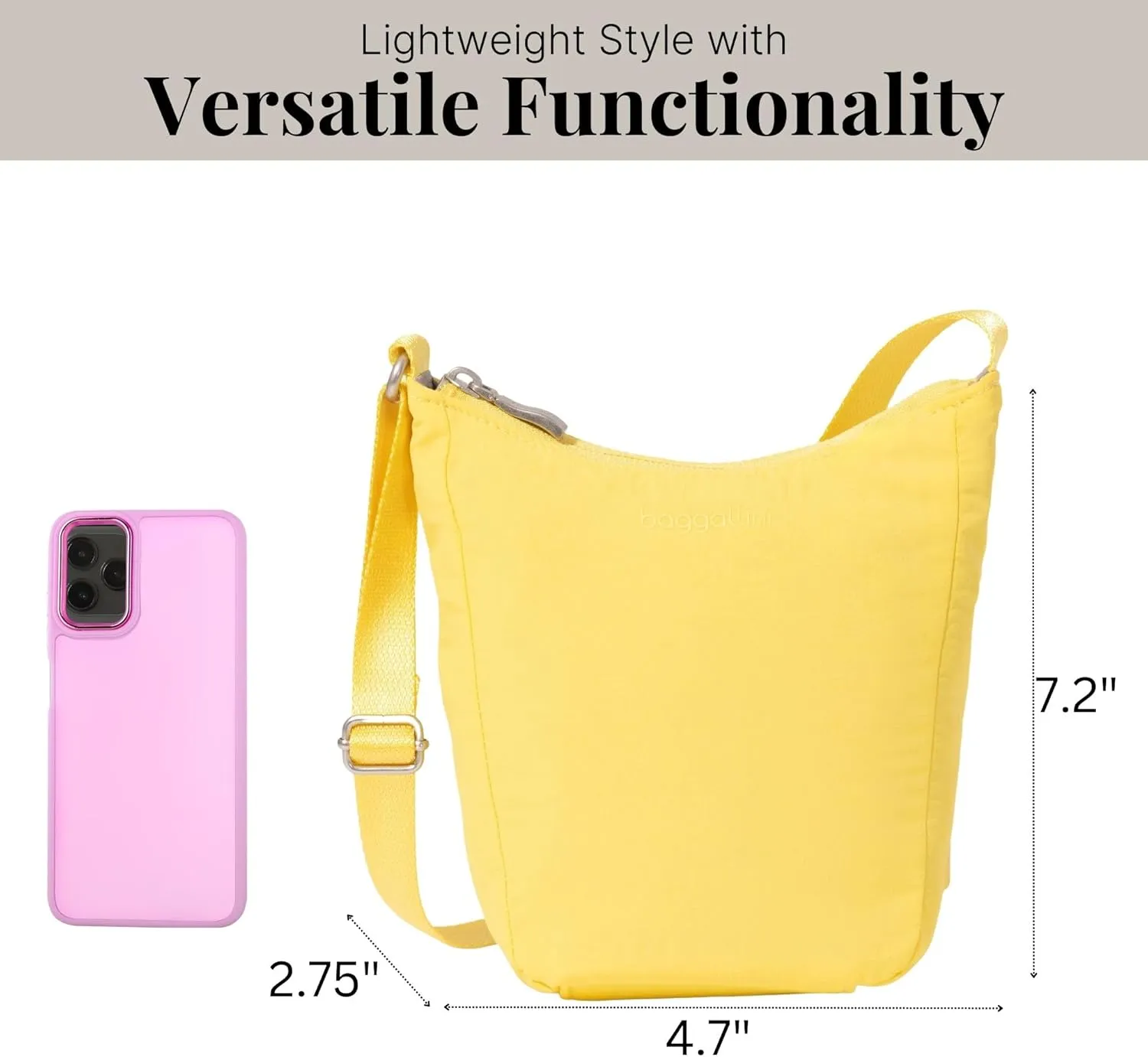 Baggallini Swift Mini Crossbody Bag for Women - 4.5x7 Small Travel Purse with Crossbody Strap and RFID