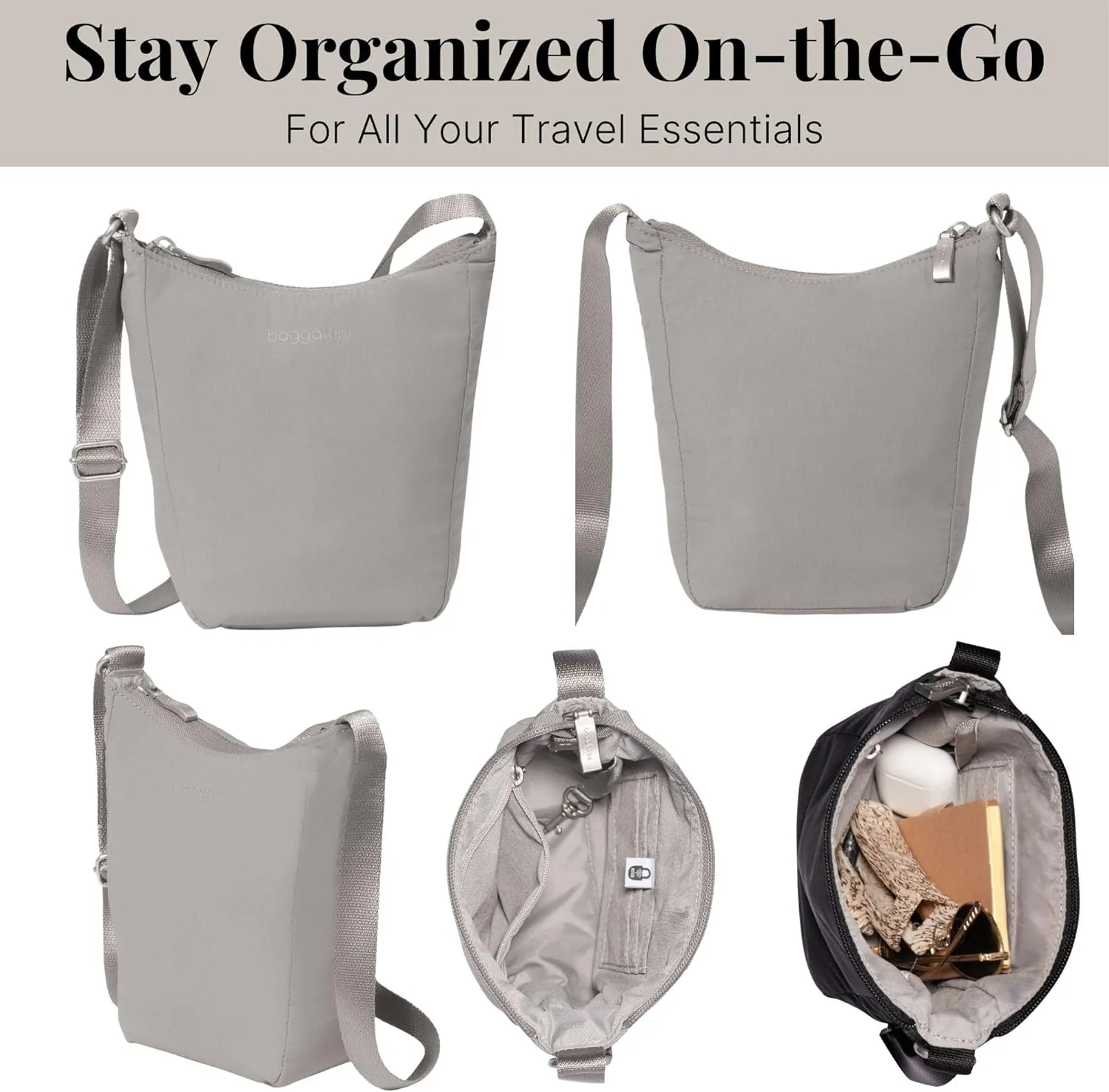 Baggallini Swift Mini Crossbody Bag for Women - 4.5x7 Small Travel Purse with Crossbody Strap and RFID