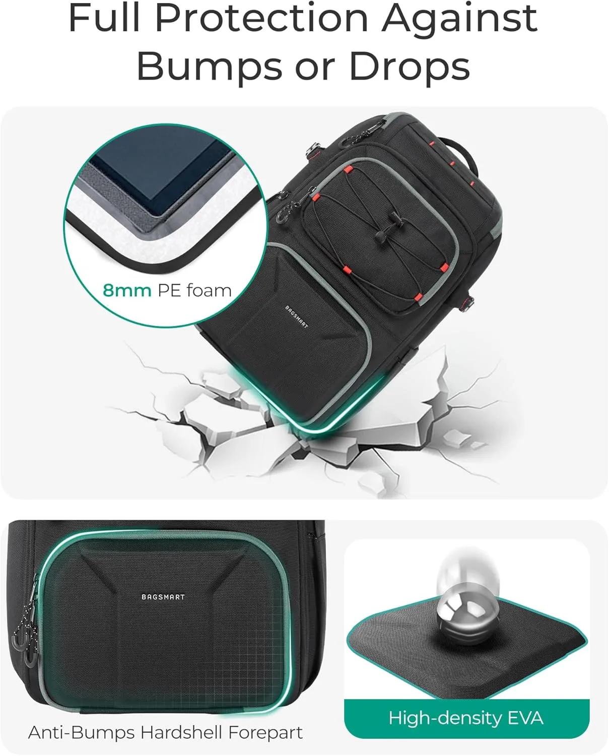 BAGSMART Camera Backpack for Photographers, Professional Camera Bag Backpack Fits up to 15.6" Laptop, DSLR/Drones/Tripod Backpack with Rain Cover, Grey