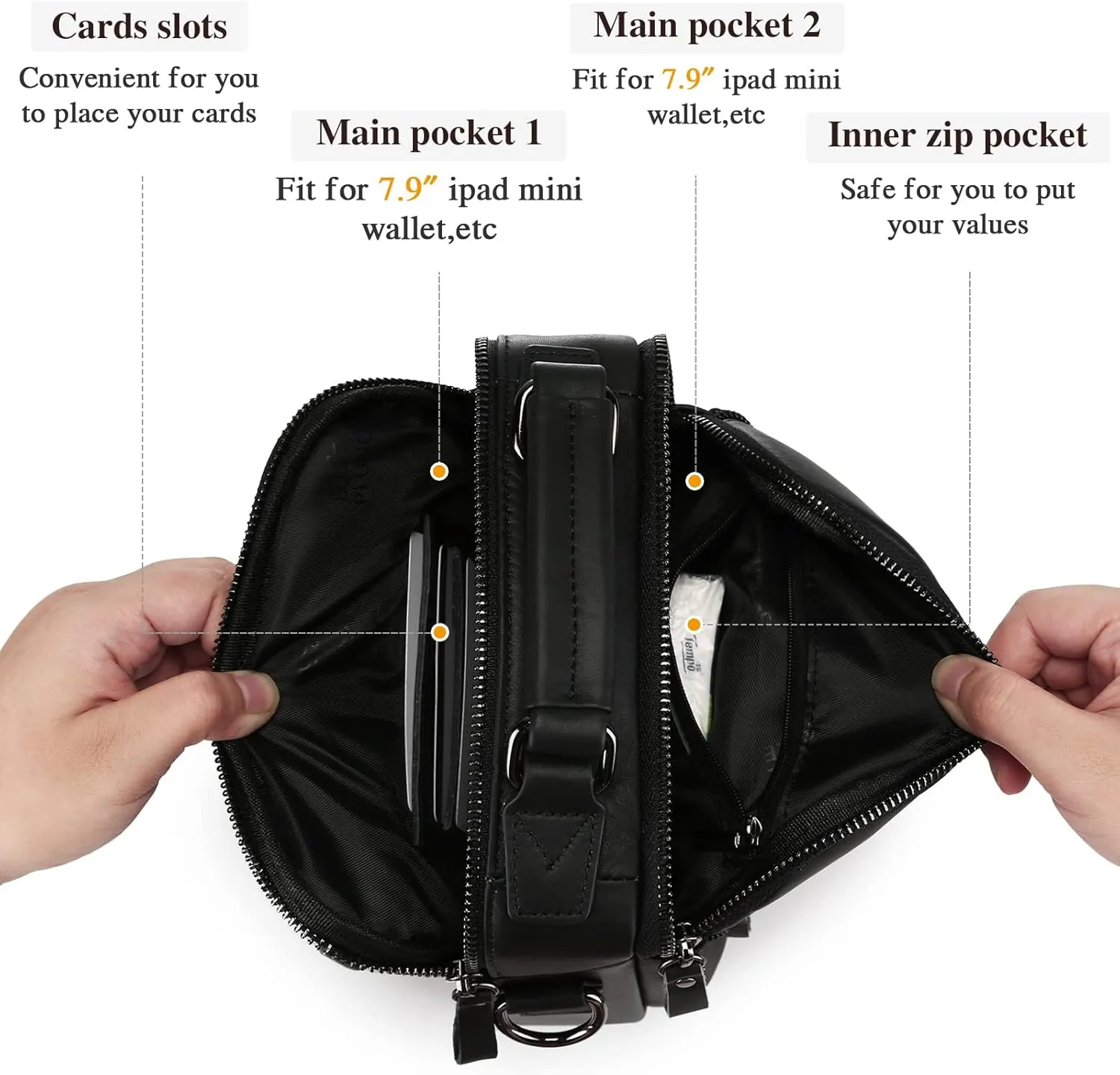 BAIGIO Genuine Leather Shoulder Bag for Men Crossbody Bag Small Leather Messenger Briefcase Handbag Men Purse