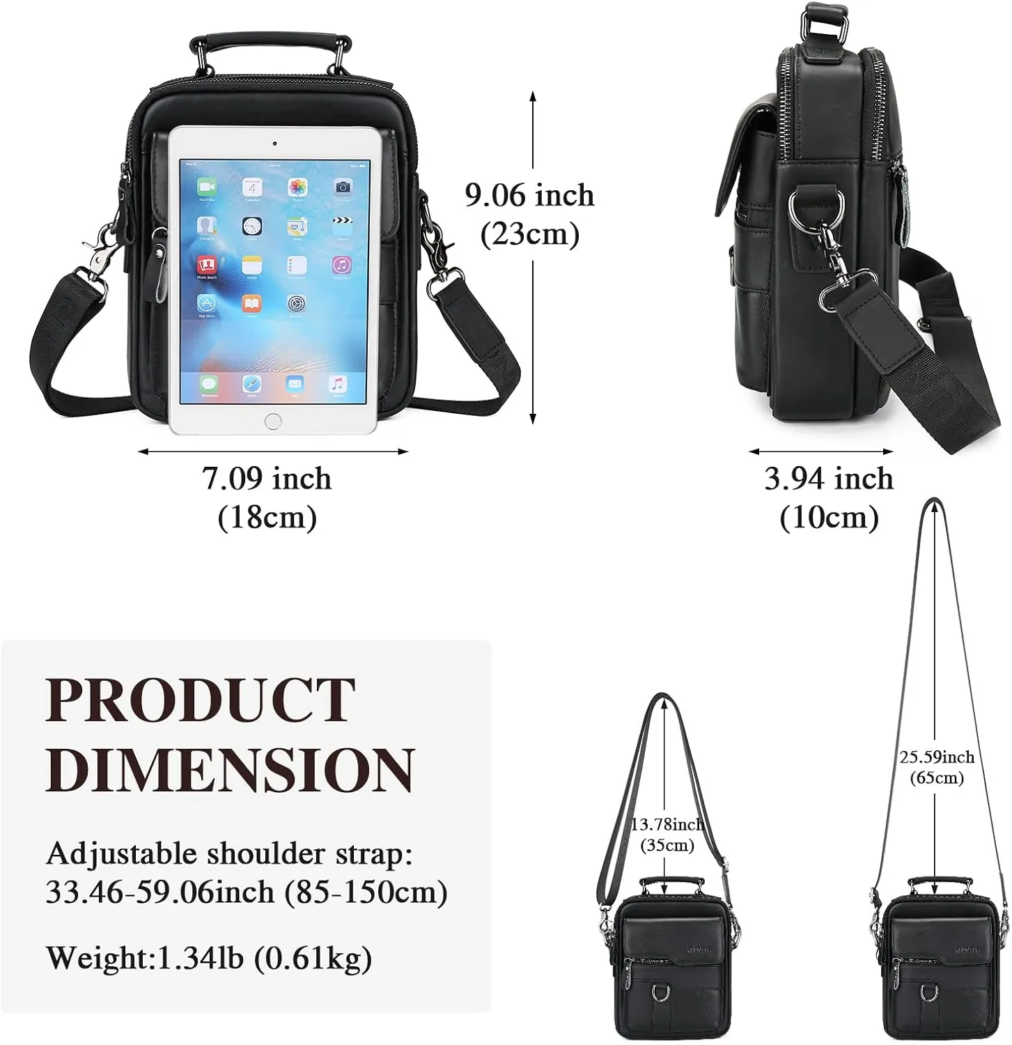 BAIGIO Genuine Leather Shoulder Bag for Men Crossbody Bag Small Leather Messenger Briefcase Handbag Men Purse