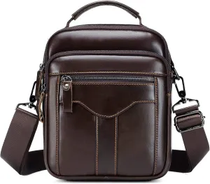 BAIGIO Genuine Leather Shoulder Bag for Men Crossbody Bag Small Leather Messenger Briefcase Handbag Men Purse