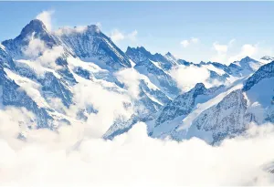 Baocicco 10x8ft Snowy Mountain Backdrop Winter Wonderland Cloud Misty Polar Glacier Photography Background Winter Mountain Adventure Themed Christmas Holiday Party Decor Banner Photo Props