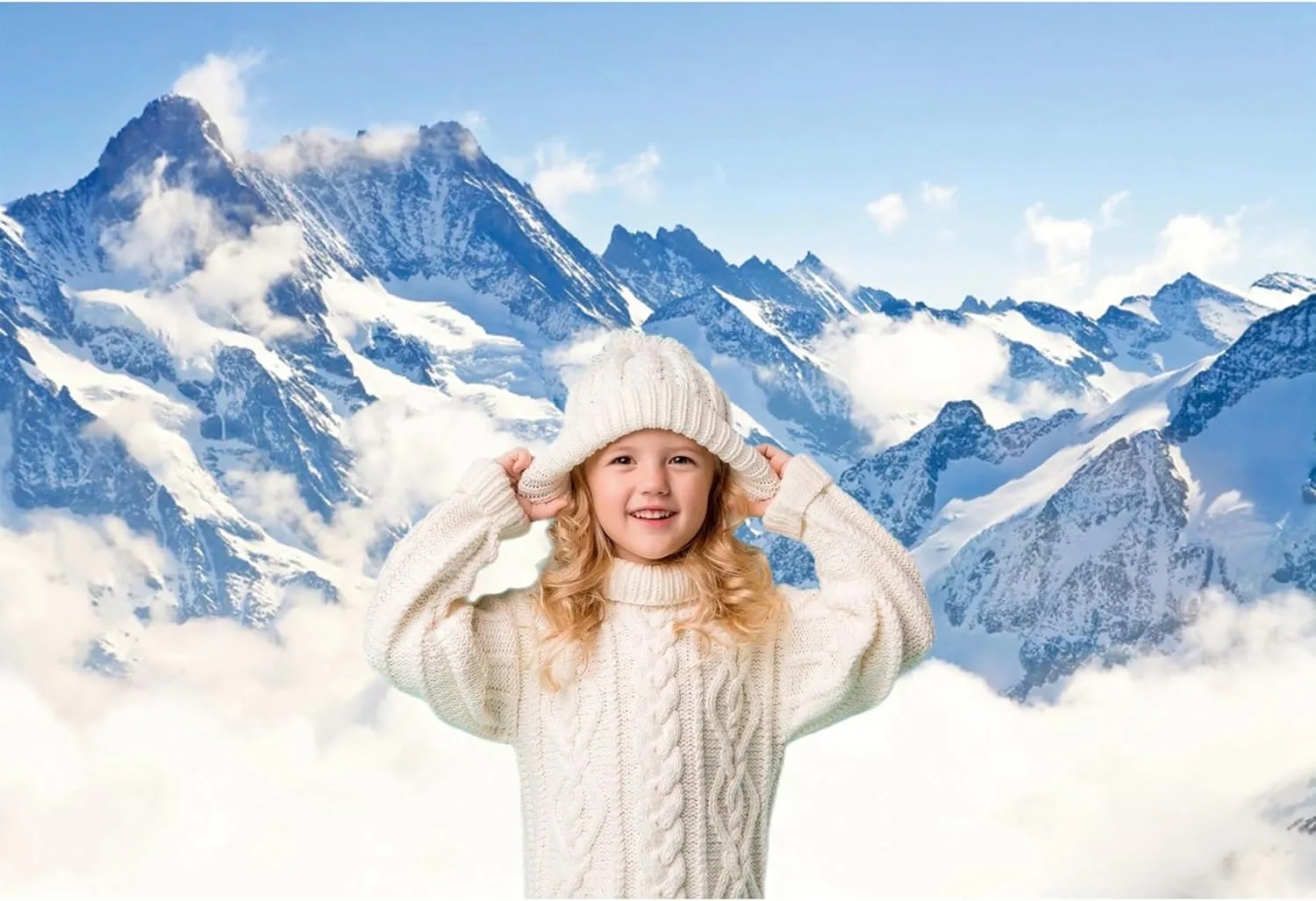 Baocicco 10x8ft Snowy Mountain Backdrop Winter Wonderland Cloud Misty Polar Glacier Photography Background Winter Mountain Adventure Themed Christmas Holiday Party Decor Banner Photo Props
