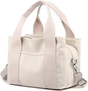 Barsine Canvas Tote Bag for Women Crossbody Shoulder Handbag with Compartments for Work Church College