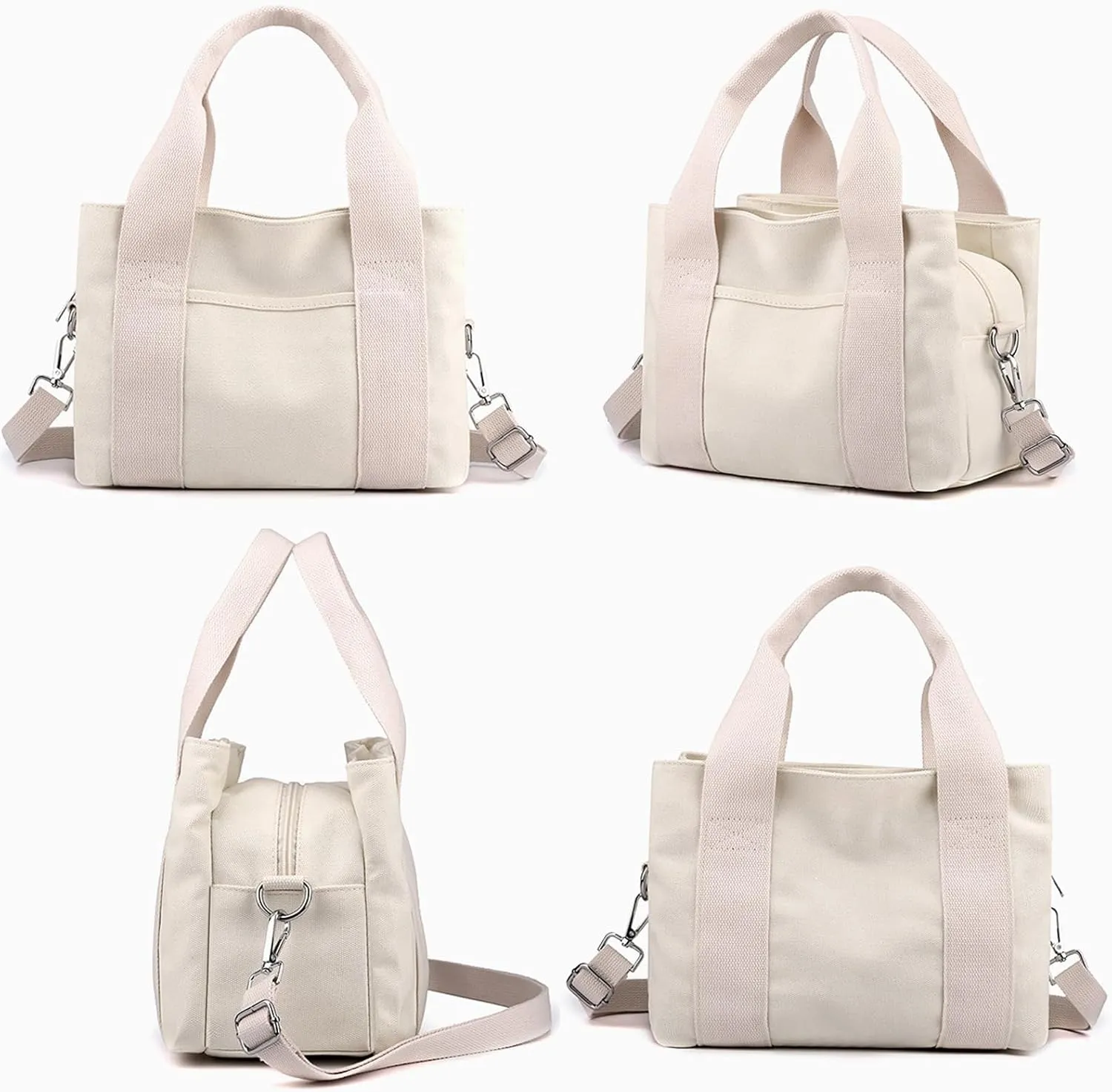 Barsine Canvas Tote Bag for Women Crossbody Shoulder Handbag with Compartments for Work Church College