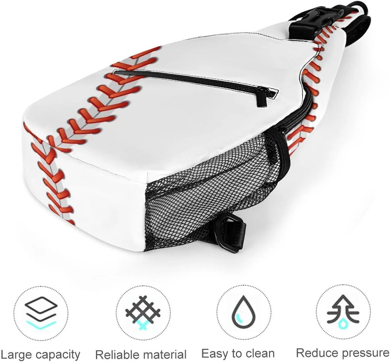 Baseball Background Sling Bag for Women Men Stitching Crossbody Sling Backpack with Anti Theft,Multipurpose Chest Bag for Travel,Hiking,Cycling,Camping