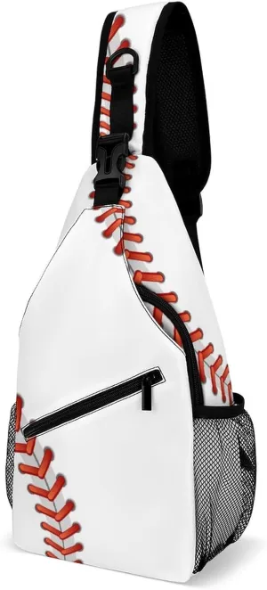 Baseball Background Sling Bag for Women Men Stitching Crossbody Sling Backpack with Anti Theft,Multipurpose Chest Bag for Travel,Hiking,Cycling,Camping