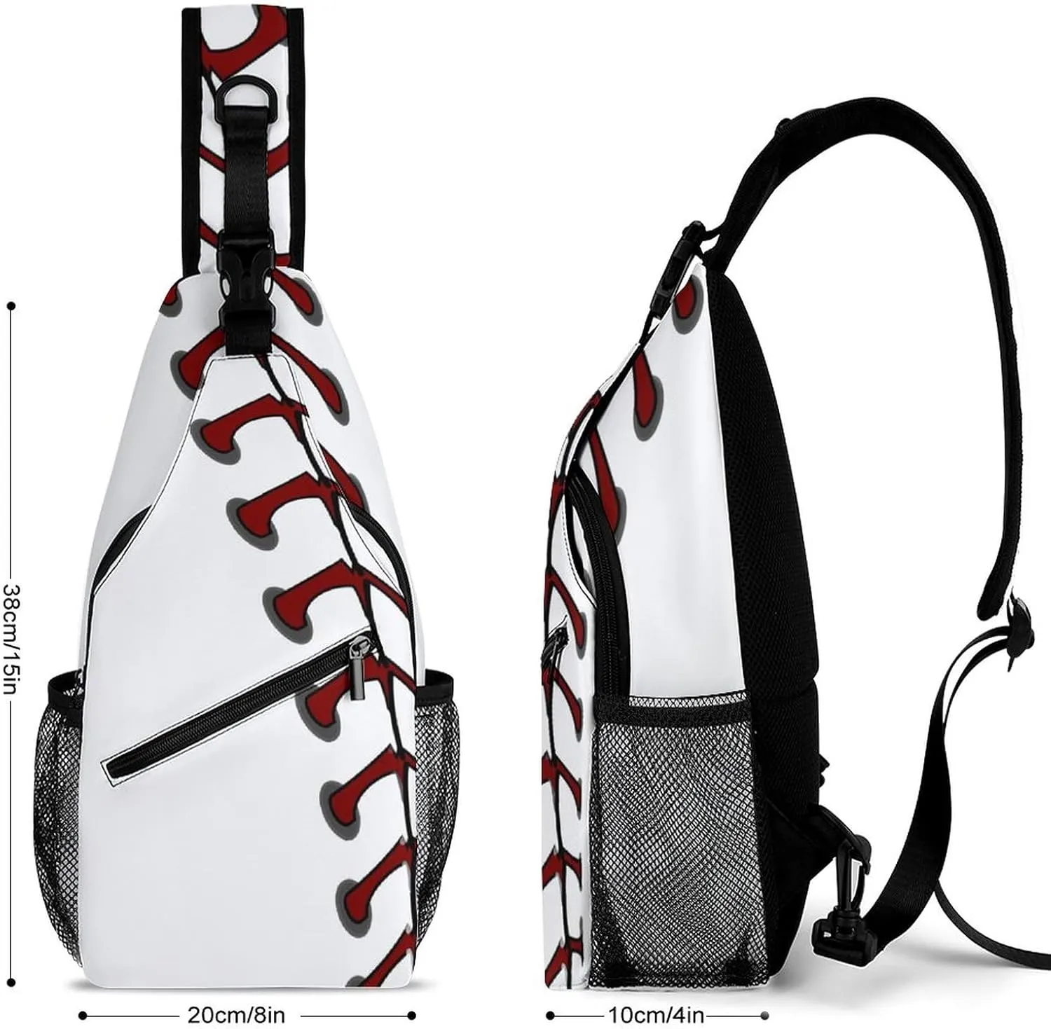 Baseball Laces Or Softball Sling Bag Crossbody Shoulder Backpack Adjustable Lightweight Travel Hiking Casual Daypack for Men Women
