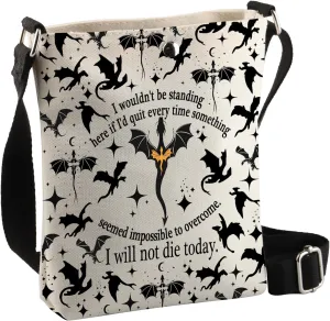 BDPWSS 4th Wing Crossbody Bag War College Gift I Will Not Die Today Dragon Rider 4th Wing Fantasy Reader Gift