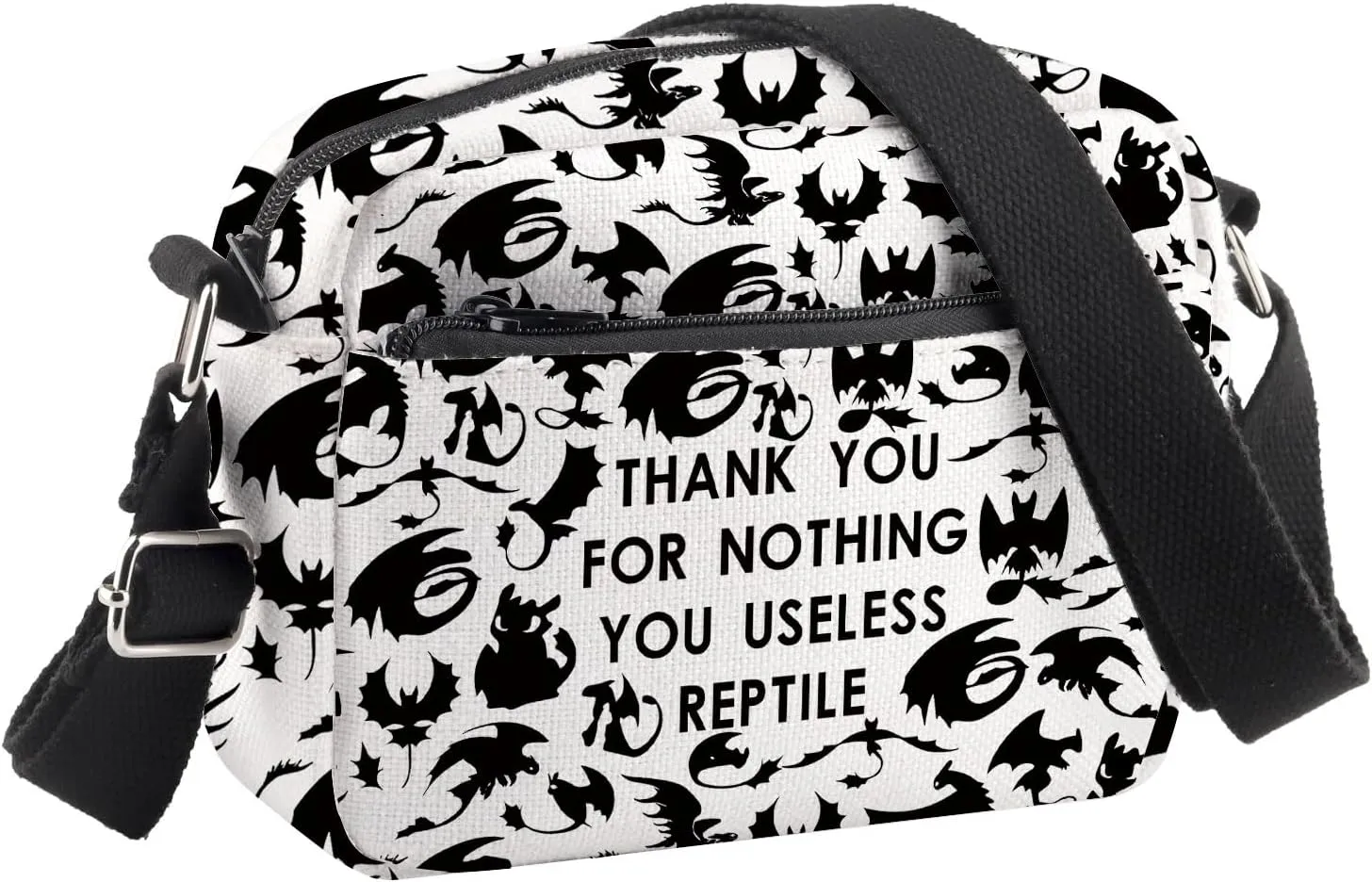 BDPWSS Dragon Anime Gift Dragon Lover Gift HTTYD Fans Gift Thank You For Nothing You Useless Reptile Dragon Crossbody Bag