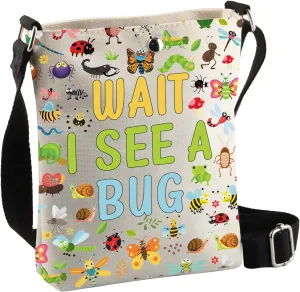 BDPWSS Insect Lover Gifts Entomology Bag Insect Collector Gifts Bug Catcher Gift Wait I See A Bug Lover Crossbody Bag