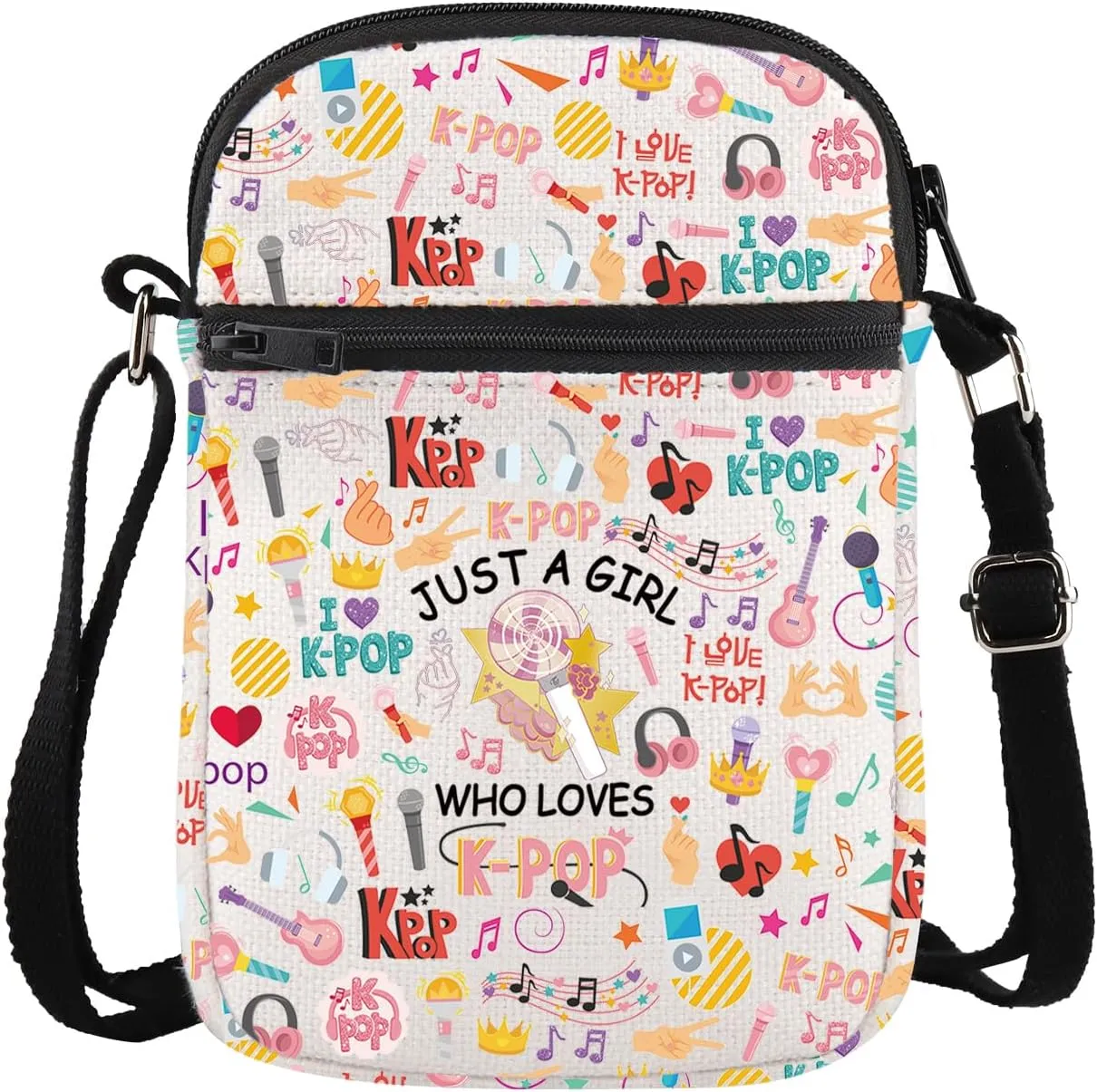 BDPWSS K-Pop Crossbody Bag K-Pop Singer Merchandise Just A Gi-rl Who Loves K-Pop Gift for K-Pop Music Fan K-Pop Team Gift