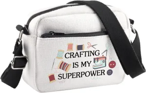 BDPWSS Sewing Gifts For Sewing Lover Gifts Crafting Is My Superpower Crossbody Bag For Crafting Lover Sewer Seamstress Gift