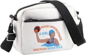 BDPWSS Water Polo Gift Water Polo Player Gift Never Underestimate A Who Plays Water Polo Crossbody Bag Water Polo Fan Gift
