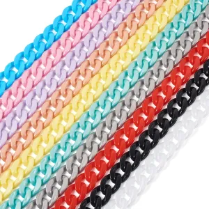 Beathoven 10 Strands Acrylic Chunky Chains Linking Rings, Colorful Bag Chain Plastic Chain Twist Linking Rings 15.7” Crossbody Chains for Handbag Purse Phone Strap Keychain Jewelry Making (Detachable)