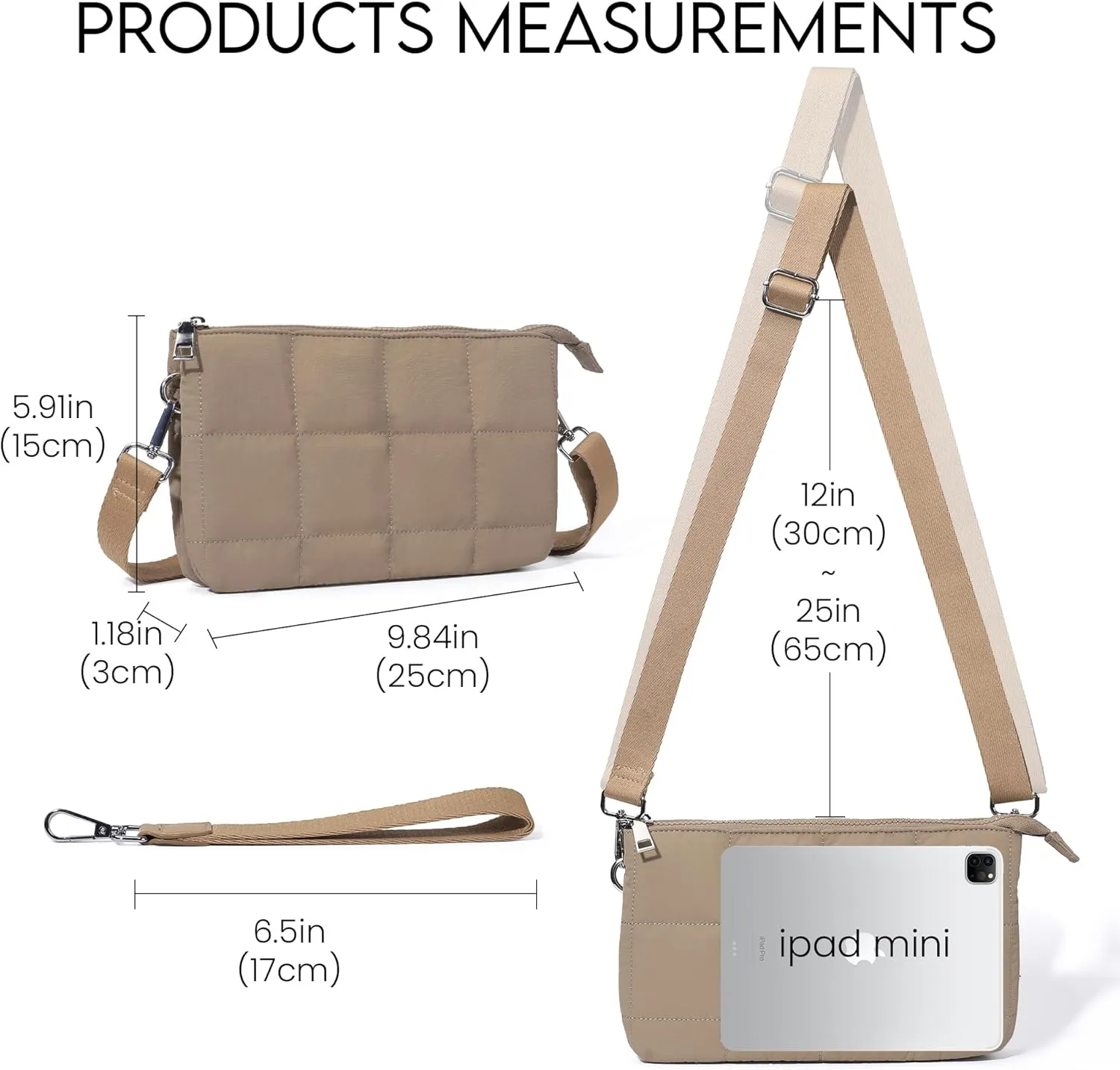 befen Puffer Crossbody Wristlet for Women, RFID Wristlet Wallet Purse with 2 Strap, Lightweight Shoulder Bag for Travel