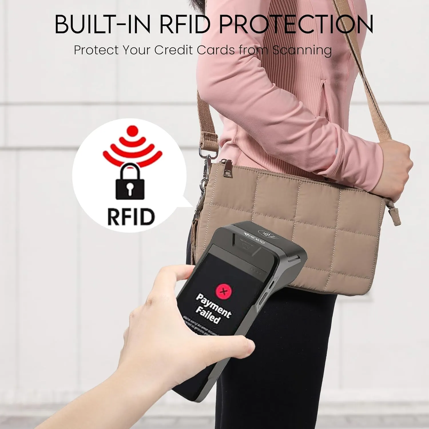 befen Puffer Crossbody Wristlet for Women, RFID Wristlet Wallet Purse with 2 Strap, Lightweight Shoulder Bag for Travel