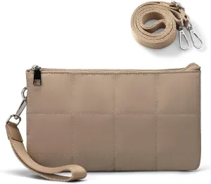 befen Puffer Crossbody Wristlet for Women, RFID Wristlet Wallet Purse with 2 Strap, Lightweight Shoulder Bag for Travel